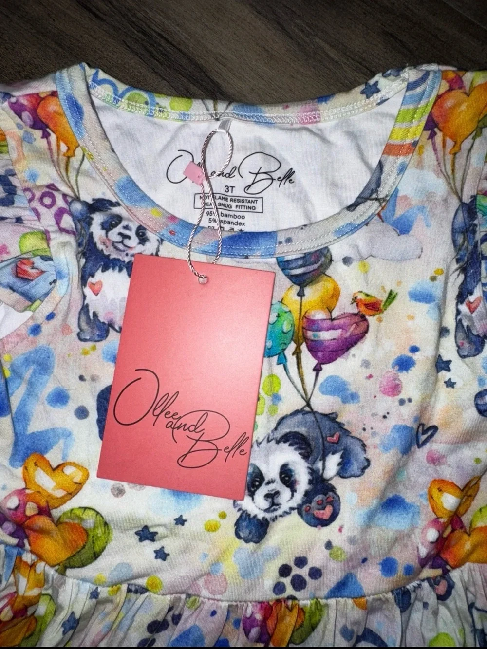 Ollee & Belle Panda Rainbow Bamboo Twirl 3T 🐼🌈